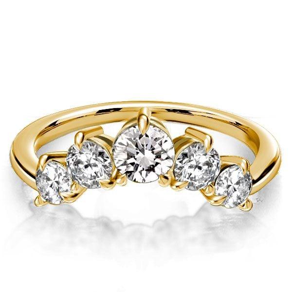 1.34 CT. TW. Five Stone Round Cut Chevron Wedding Band in 18K Gold Plated Sterling Silver