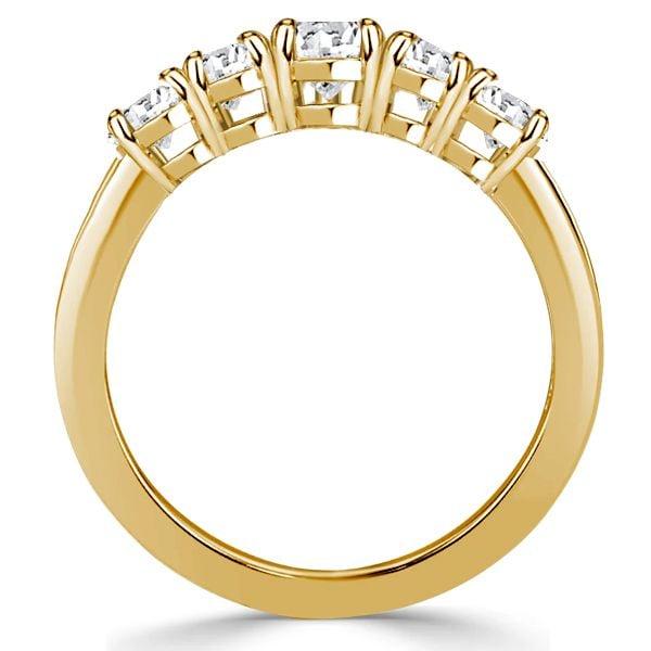 1.34 CT. TW. Five Stone Round Cut Chevron Wedding Band in 18K Gold Plated Sterling Silver