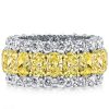 Oval Yellow Sapphire Eternity Wedding Band | Two-Tone Sterling Silver