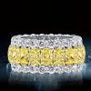 Oval Yellow Sapphire Eternity Wedding Band | Two-Tone Sterling Silver