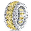 Oval Yellow Sapphire Eternity Wedding Band | Two-Tone Sterling Silver