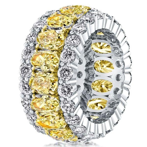 Oval Yellow Sapphire Eternity Wedding Band | Two-Tone Sterling Silver