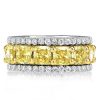 Eternity Yellow Cushion Cut Wedding Band - Sterling Silver Multi-Row Ring