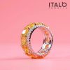 Eternity Yellow Cushion Cut Wedding Band - Sterling Silver Multi-Row Ring