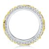 Eternity Yellow Cushion Cut Wedding Band - Sterling Silver Multi-Row Ring
