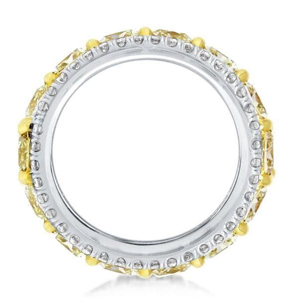Eternity Yellow Cushion Cut Wedding Band - Sterling Silver Multi-Row Ring