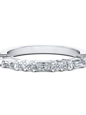 White Sapphire Wedding Band - Thin Stackable Ring in Sterling Silver (0.72 CT TW)