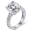 Cushion Created White Sapphire Double Prong Engagement Ring in Sterling Silver