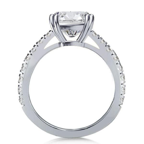 Cushion Created White Sapphire Double Prong Engagement Ring in Sterling Silver