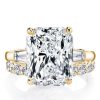 Radiant White Sapphire Engagement & Wedding Ring Set - 18K Gold Plated Sterling Silver