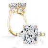 Radiant White Sapphire Engagement & Wedding Ring Set - 18K Gold Plated Sterling Silver