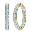 Aquamarine Hoop Earrings - Triple Row Sterling Silver Oval Hinged Earrings