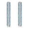 Aquamarine Hoop Earrings - Triple Row Sterling Silver Oval Hinged Earrings