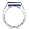 Art Deco Blue Sapphire Baguette Engagement Ring in Sterling Silver