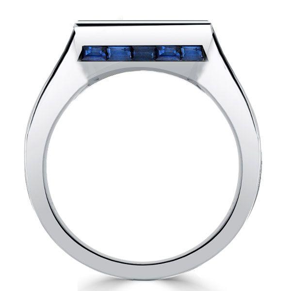 Art Deco Blue Sapphire Baguette Engagement Ring in Sterling Silver