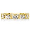 Emerald Cut Milgrain Eternity Wedding Band in 18K Gold Plated Sterling Silver