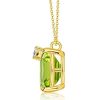 Emerald Cut Peridot Pendant Necklace for Women in Rhodium-Plated Sterling Silver