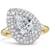 Halo Micro Pave Pear Cut Engagement Ring for Women in Sterling Silver