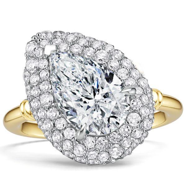 Halo Micro Pave Pear Cut Engagement Ring for Women in Sterling Silver