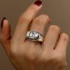 Golden Art Deco Pear Shaped Blue Sapphire Ring - 18K Gold Plated Sterling Silver