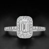 Emerald Halo Engagement Ring Sterling Silver - 1.04 CT Center Stone