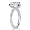 Emerald Halo Engagement Ring Sterling Silver - 1.04 CT Center Stone