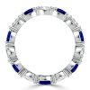 Pear Shaped Blue Sapphire & Emerald Eternity Band Ring - Sterling Silver