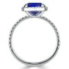Emerald Cut Blue Sapphire Engagement Ring - 925 Sterling Silver