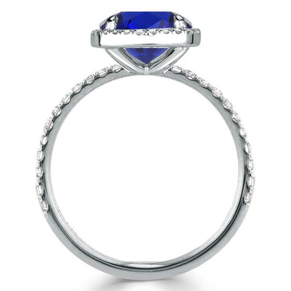 Emerald Cut Blue Sapphire Engagement Ring - 925 Sterling Silver