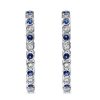 Sterling Silver Hoop Earrings with White & Blue Sapphires - Bezel Set