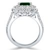 Halo Emerald Vintage Engagement Ring - Sterling Silver