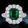 Halo Emerald Vintage Engagement Ring - Sterling Silver