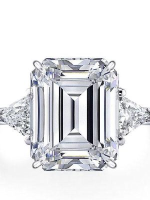 Triangle Sapphire Ring - 925 Sterling Silver Three Stone Engagement Ring