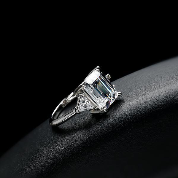 Triangle Sapphire Ring - 925 Sterling Silver Three Stone Engagement Ring