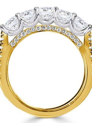 Two-Tone Sterling Silver Five Stone Wedding Band with 1.61 CT. TW Stones