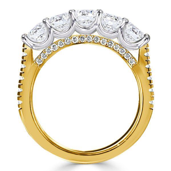 Two-Tone Sterling Silver Five Stone Wedding Band with 1.61 CT. TW Stones
