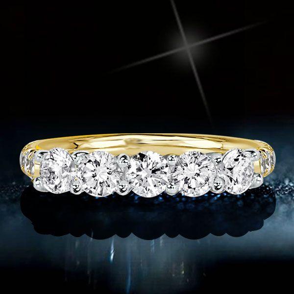 Two-Tone Sterling Silver Five Stone Wedding Band with 1.61 CT. TW Stones