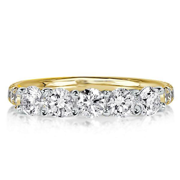 Two-Tone Sterling Silver Five Stone Wedding Band with 1.61 CT. TW Stones