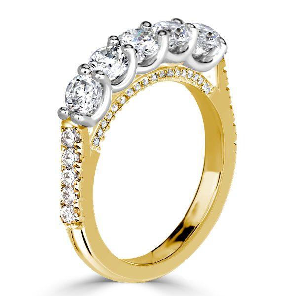 Two-Tone Sterling Silver Five Stone Wedding Band with 1.61 CT. TW Stones
