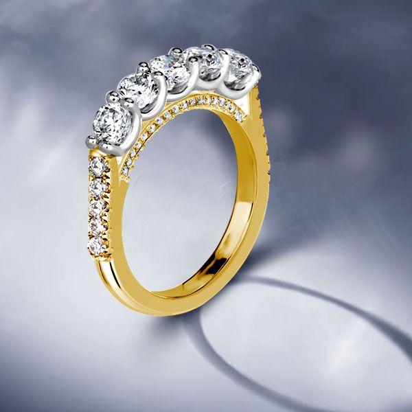 Two-Tone Sterling Silver Five Stone Wedding Band with 1.61 CT. TW Stones