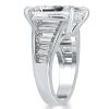 Sterling Silver Engagement Ring with 8.48 CT Emerald and Baguette Cut Center Stone