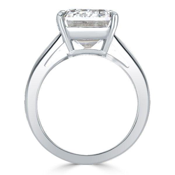 Sterling Silver Engagement Ring with 8.48 CT Emerald and Baguette Cut Center Stone