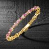 Pink Stone Tennis Bracelet in 18K Gold Plated Sterling Silver