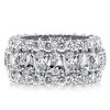 Triple Row Pear Cut White Sapphire Wedding Band in Sterling Silver