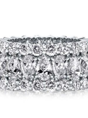 Triple Row Pear Cut White Sapphire Wedding Band in Sterling Silver