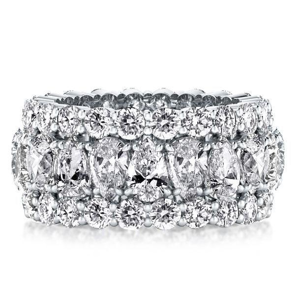 Triple Row Pear Cut White Sapphire Wedding Band in Sterling Silver