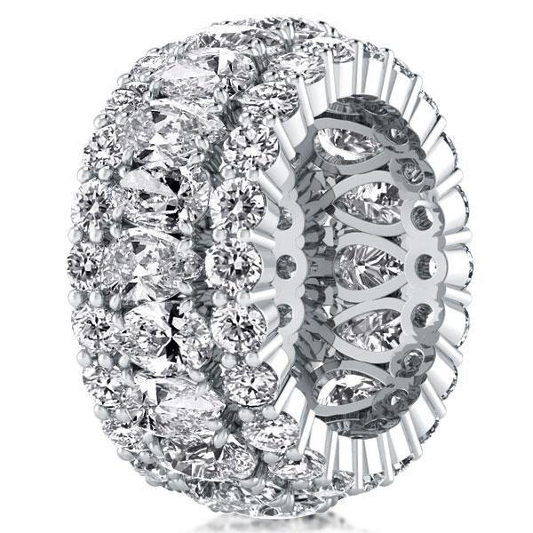 Triple Row Pear Cut White Sapphire Wedding Band in Sterling Silver
