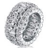 Triple Row Pear Cut White Sapphire Wedding Band in Sterling Silver