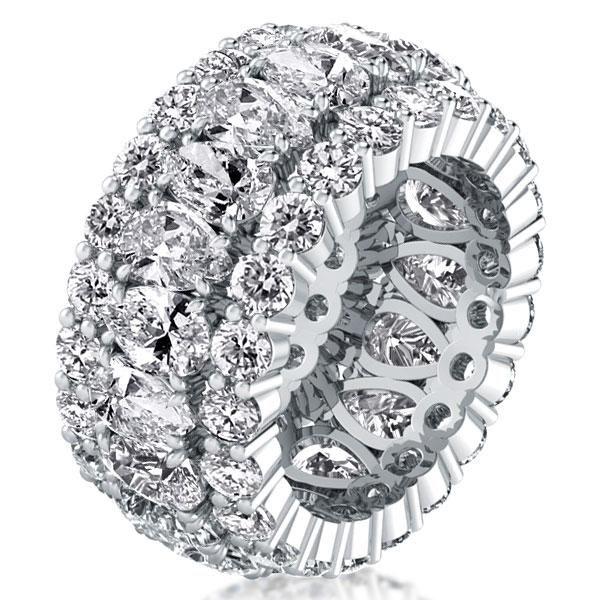 Triple Row Pear Cut White Sapphire Wedding Band in Sterling Silver
