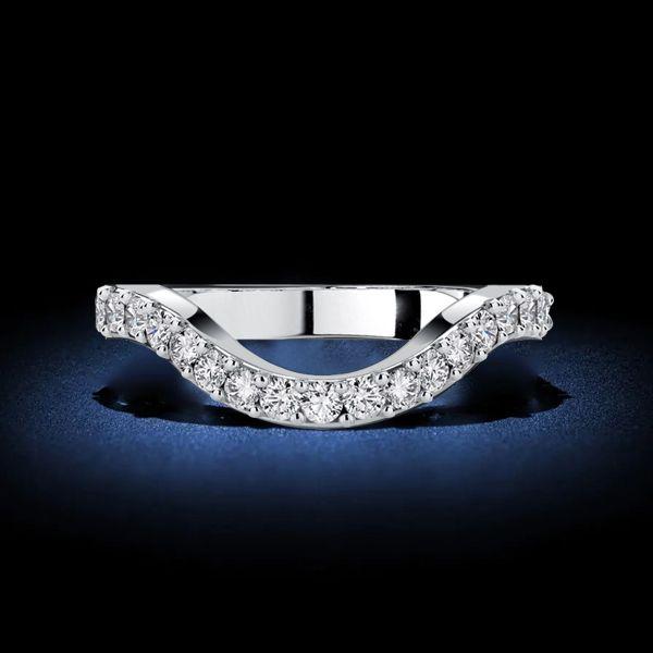 Sterling Silver Round Cut Arch Chevron Wedding Band - 0.44 CT. TW.
